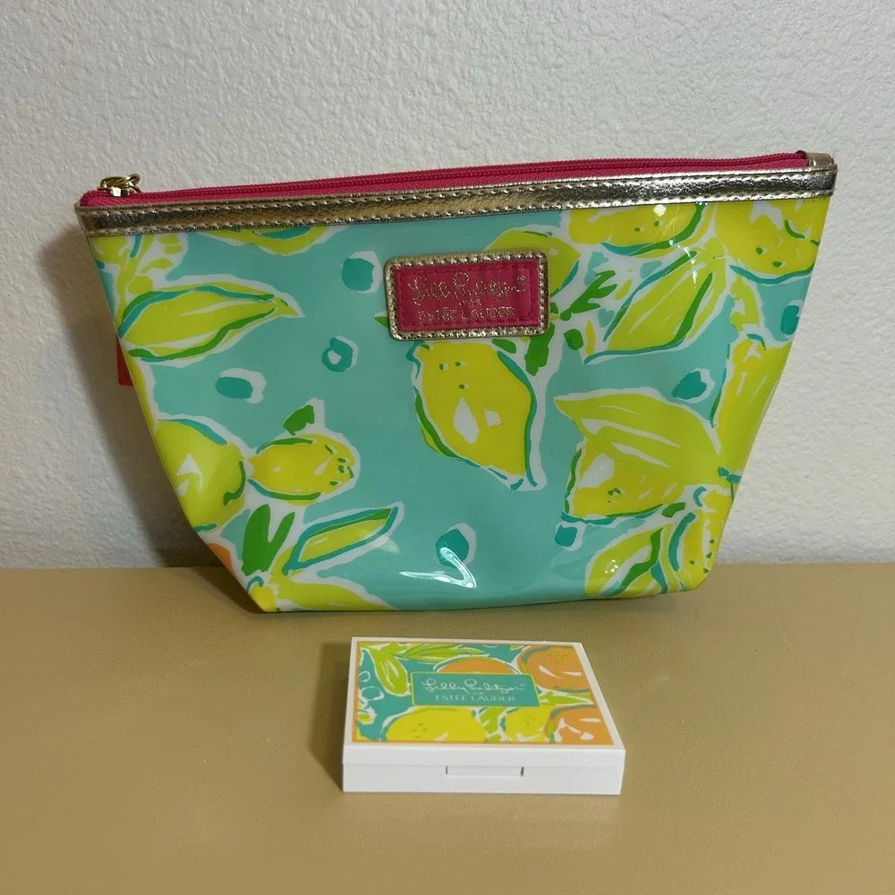 Lilly Pulitzer  Estee Lauder Makeup Bag Lemons Green Yellow‎ New without Tags